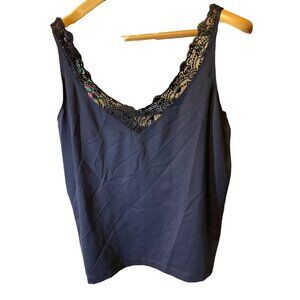 Chico's Navy Blue Lacy Trim Tank Top Sz XL